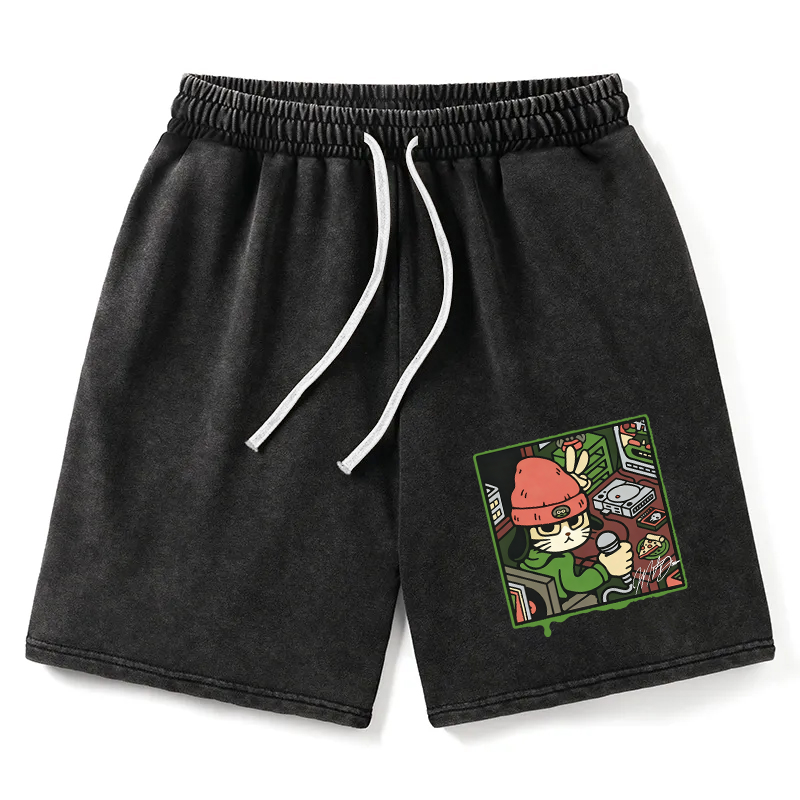 Modecanvas Rapper Cat Washed Short