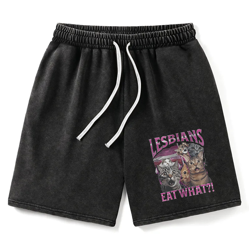 Modecanvas Lesbians Eat What?! Funny Washed Short
