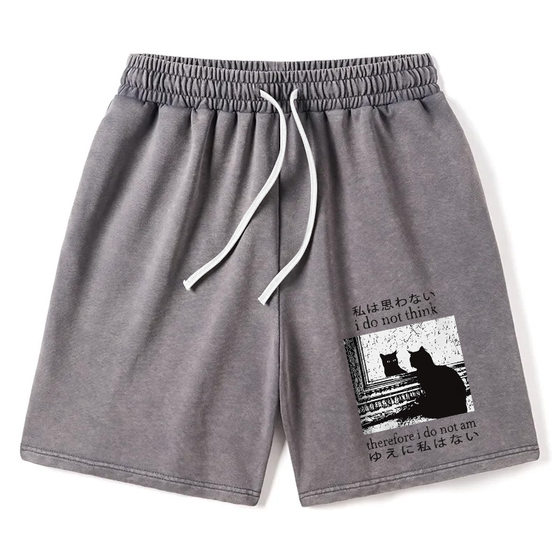 Modecanvas Thinking Cat Washed Short