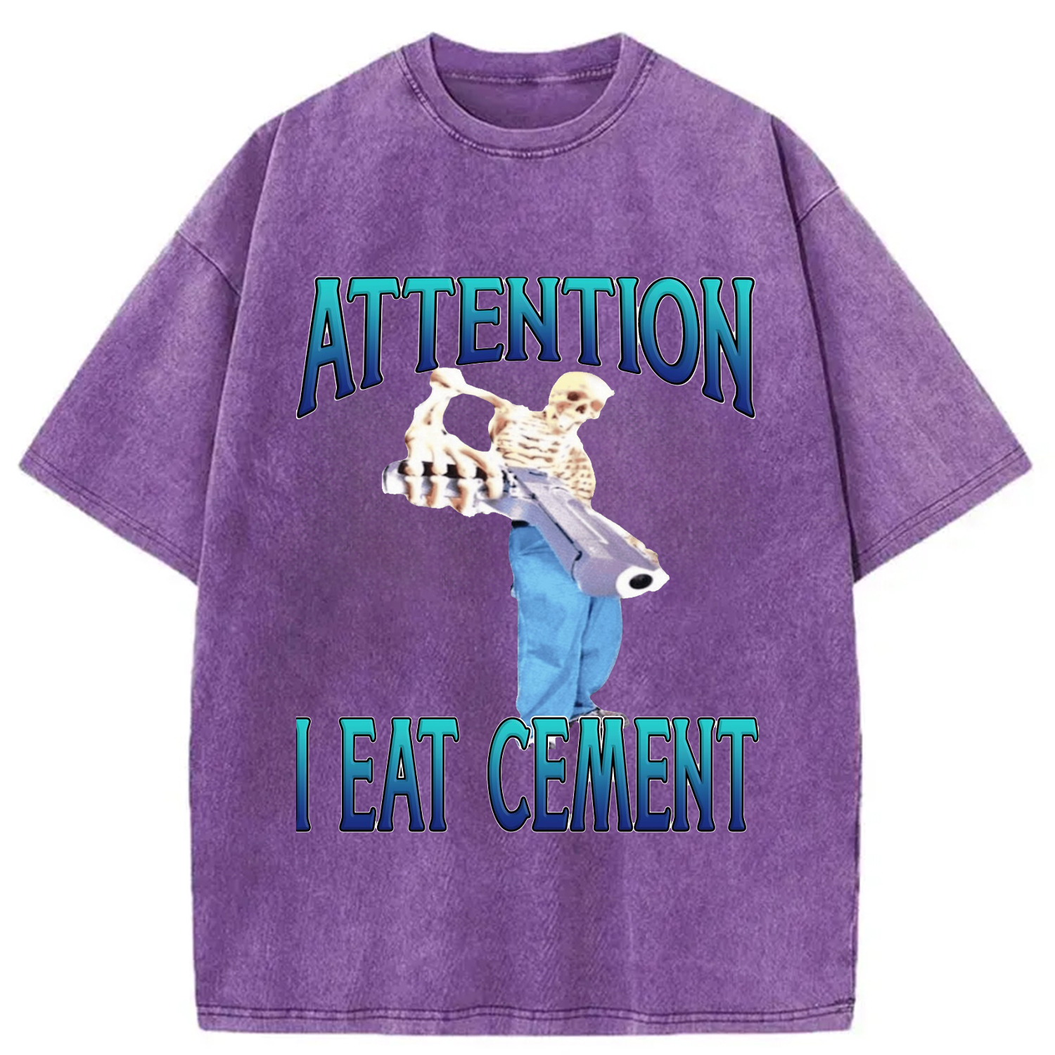 Modecanvas Attention I Eat Cement Washed T-Shirt