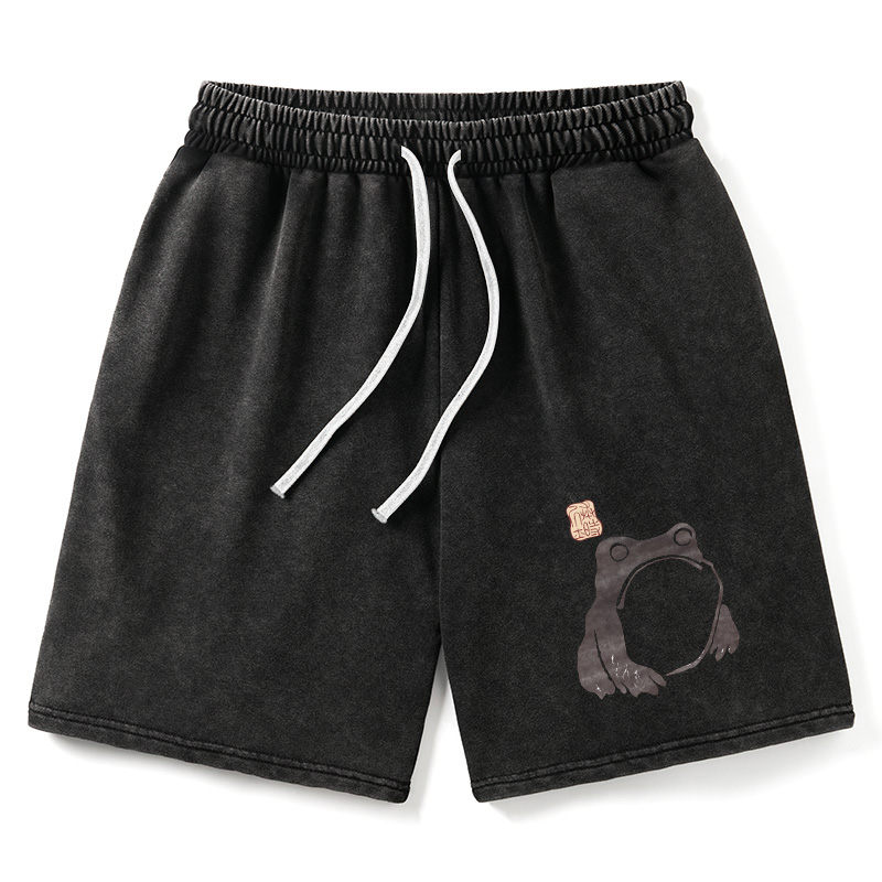 Modecanvas Matsumoto Hoji Woodblock Print Frog Washed Shorts