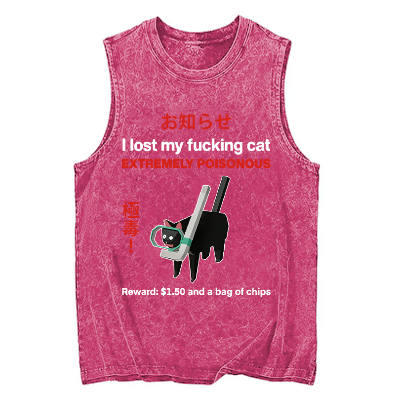 Modecanvas Find The Toxic Cat Funny DTG Printing Washed Tank-modecanvas