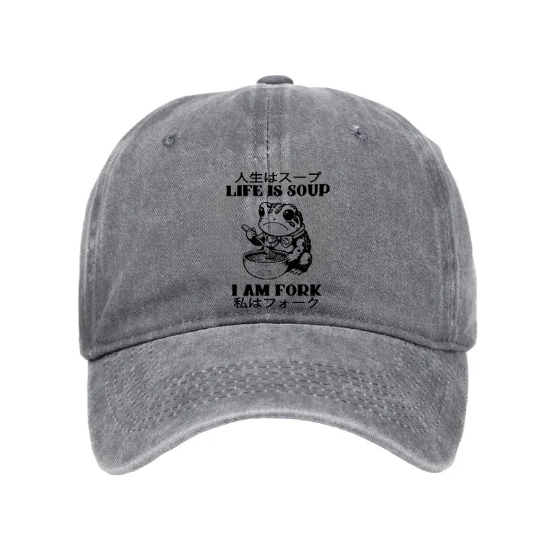 Modecanvas Life Is Soup I Am Fork Washed Cap-modecanvas