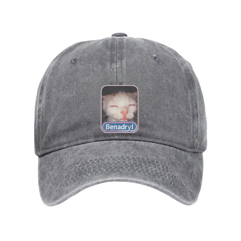 Modecanvas diphenhydramine Meme Cat Washed Cap For Sale