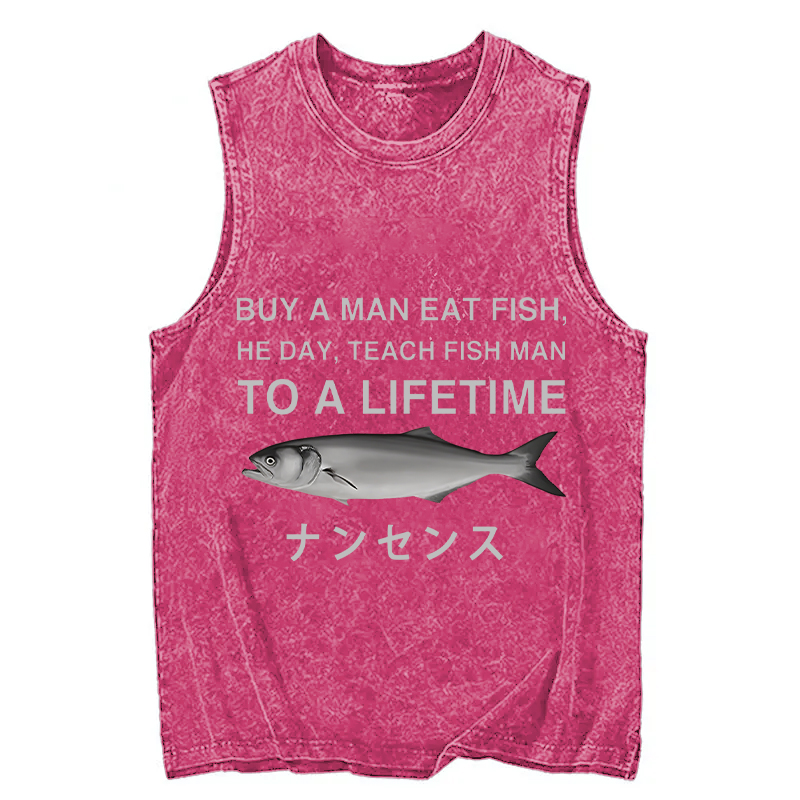 Modecanvas Funny To A Lifetime DTG Printing Washed Tank-modecanvas
