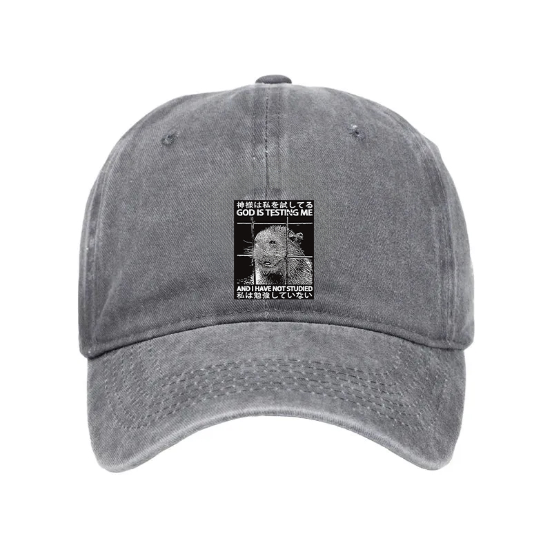 Modecanvas God Is Testing Me Washed Cap-modecanvas