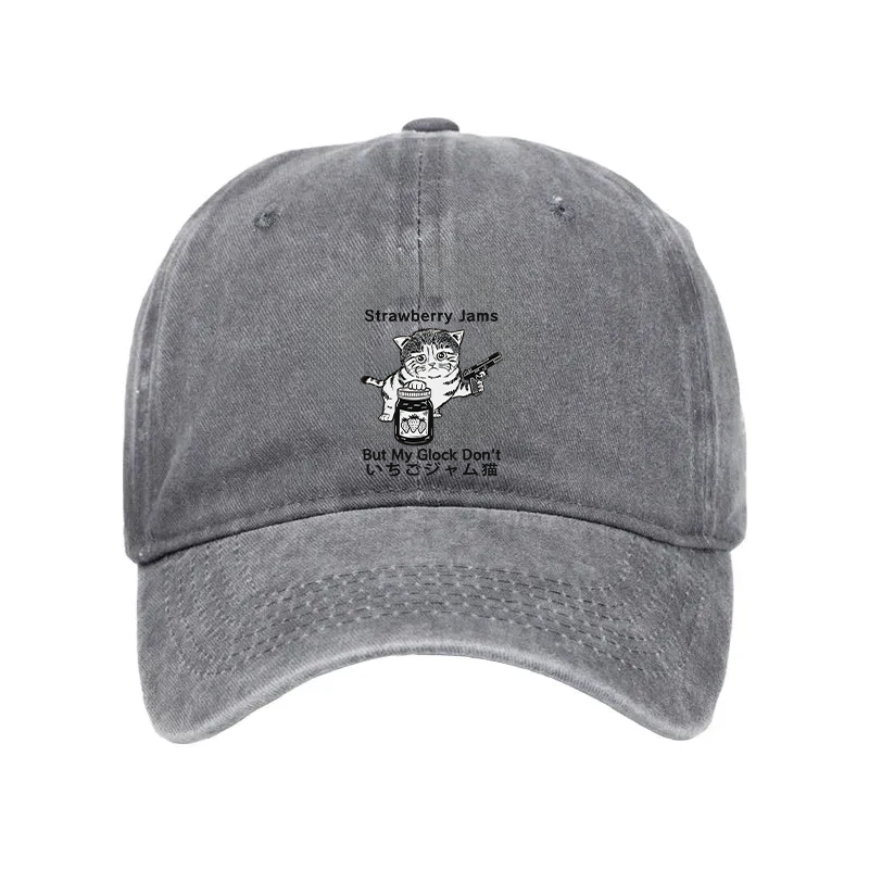 Modecanvas Strawberry Jam Cat Washed Cap-modecanvas