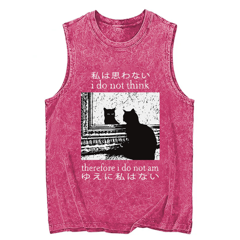 Modecanvas Thinking Cat DTG Printing Washed Tank-modecanvas