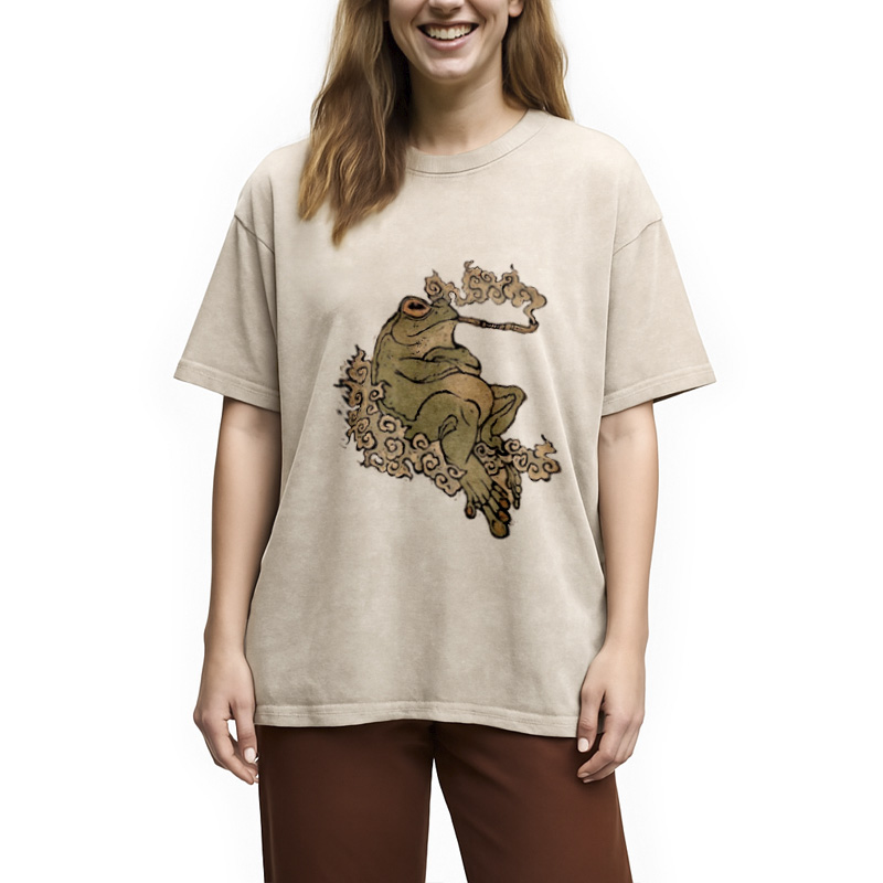 Modecanvas Self-Love Tattoo Frog Washed T-Shirt