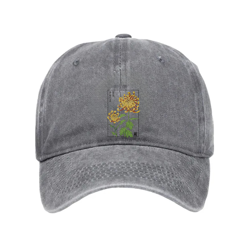Modecanvas Retro Chrysanthemum Washed Cap-modecanvas