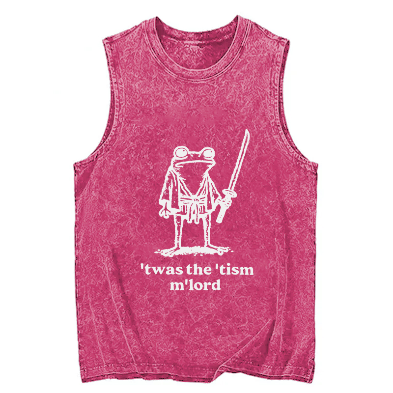 Modecanvas Focused Samurai Frog DTG Printing Washed Tank-modecanvas