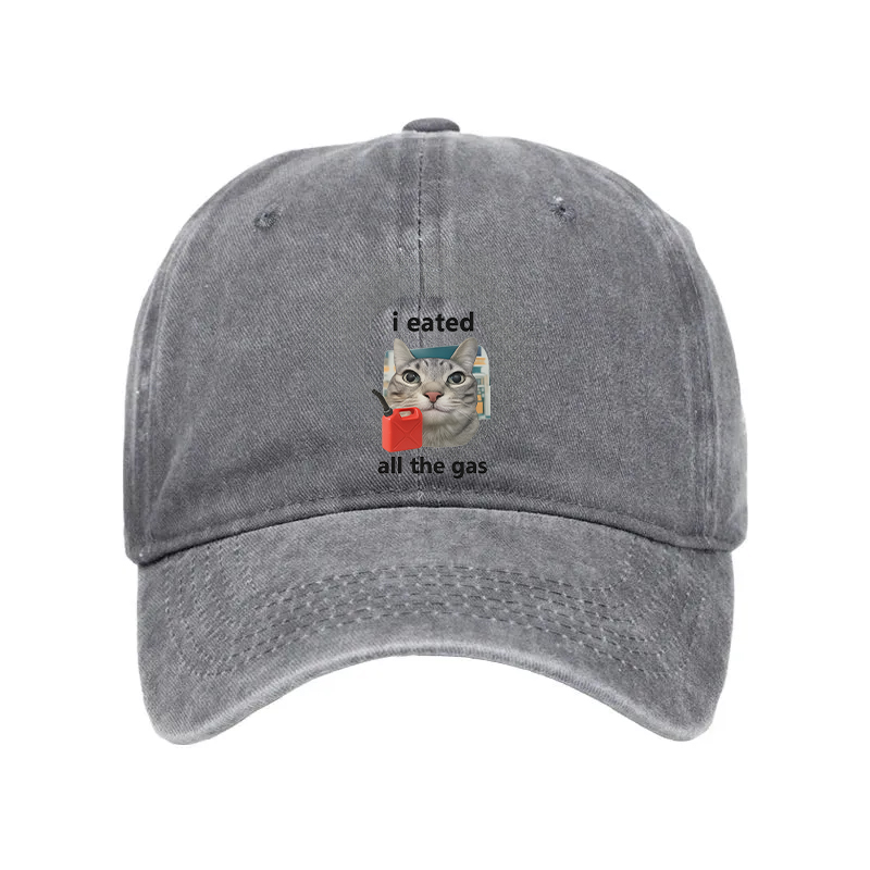 Modecanvas I Eated All The Gas Cat Funny Washed Cap-modecanvas