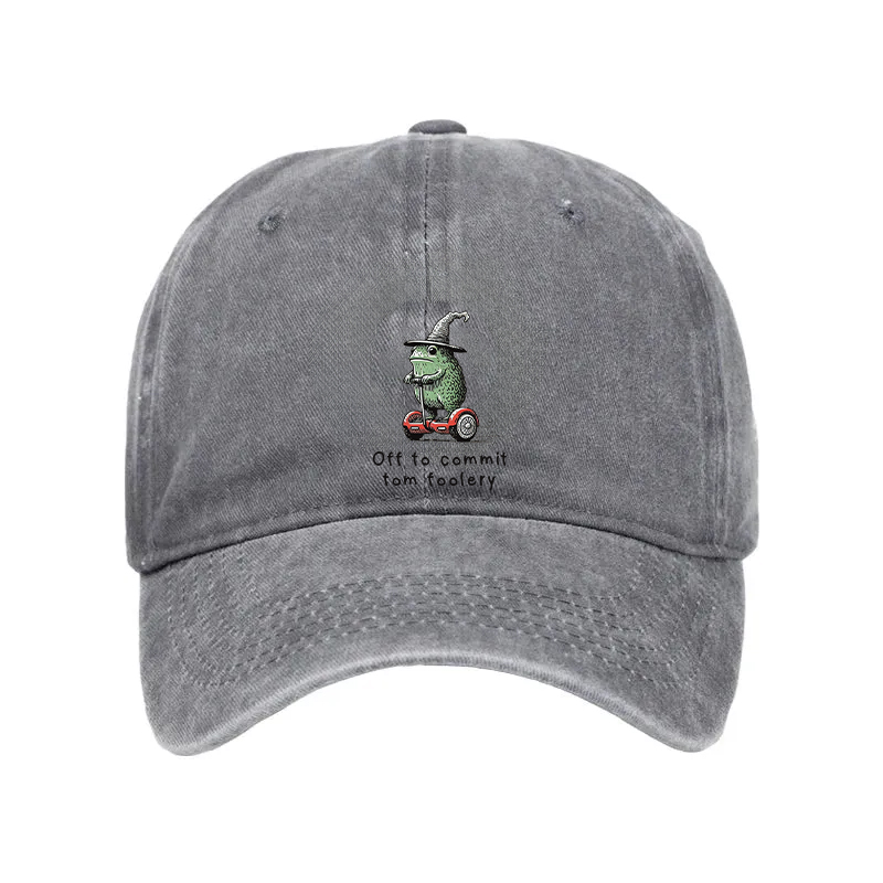 Modecanvas Frog Riding A Balance Scooter Washed Cap-modecanvas