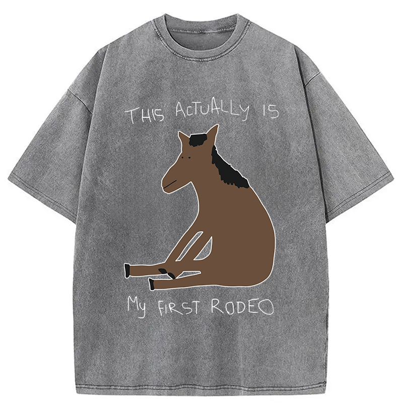 Modecanvas This Actually is My First Rodeo Washed T-Shirt