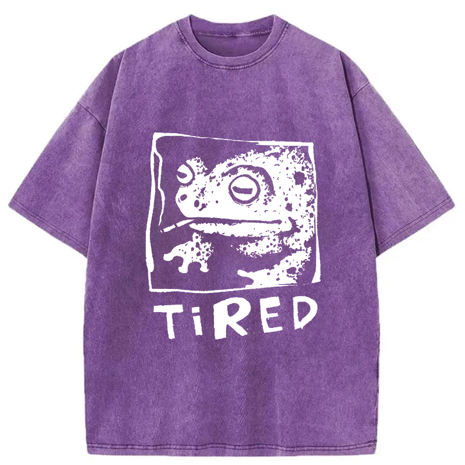 Modecanvas Tired Frog Vintage Washed T-shirt-modecanvas