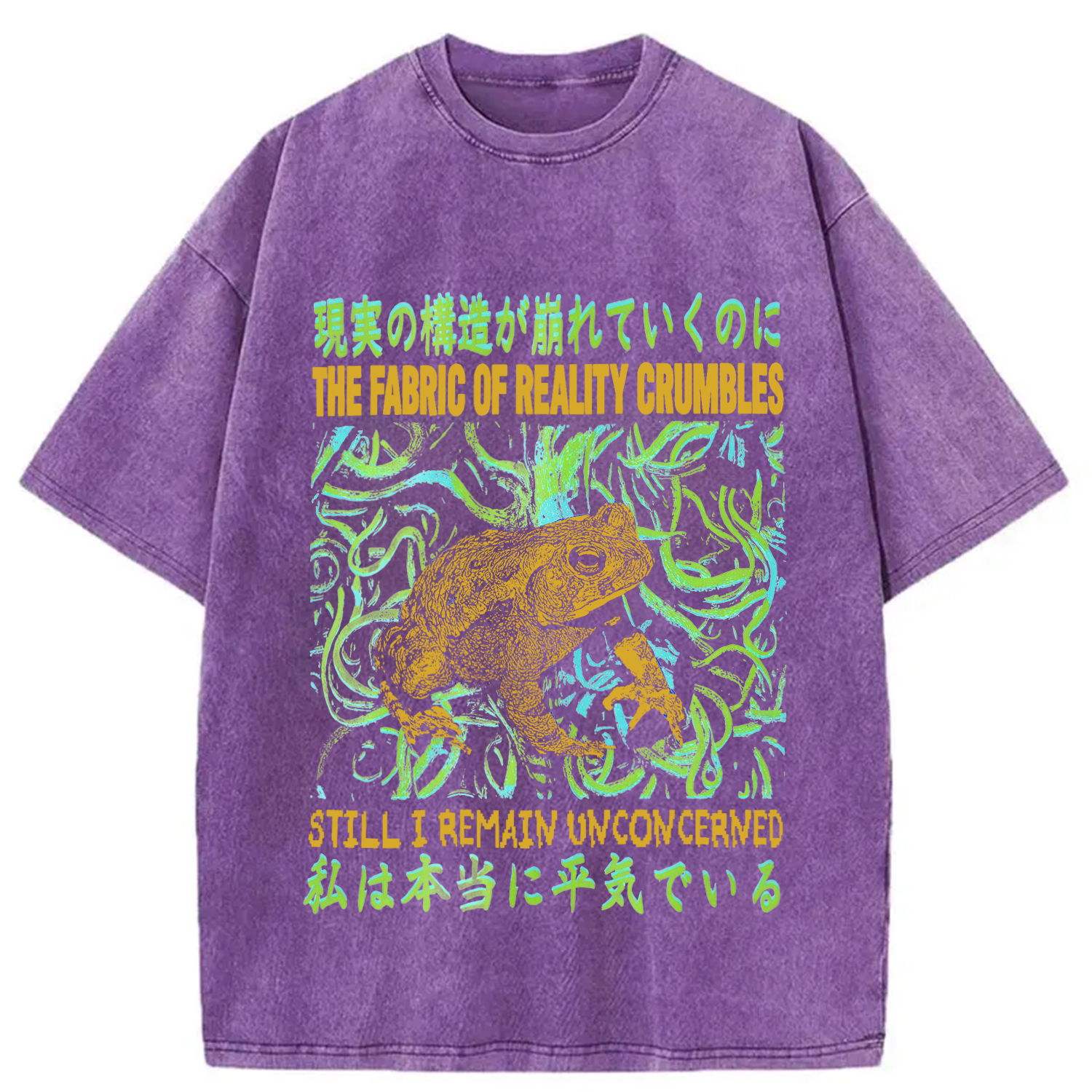 Modecanvas Fabric of Reality Crumbles Still I Remain Unconcerned Washed T-Shirt-modecanvas