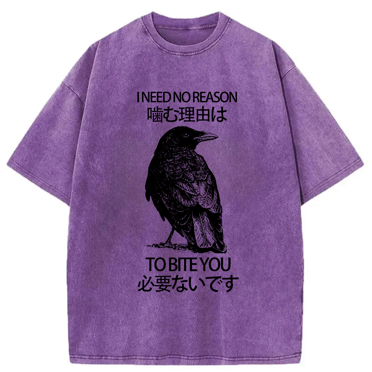 Modecanvas Crow Pecking People Washed T-Shirt