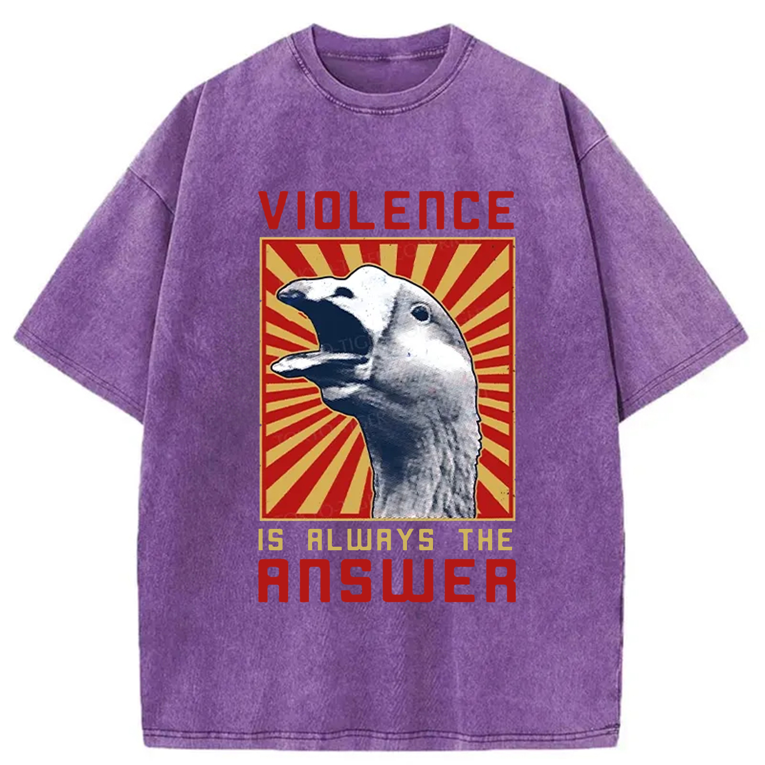 Modecanvas Violence Is Always The Answer Washed T-Shirt