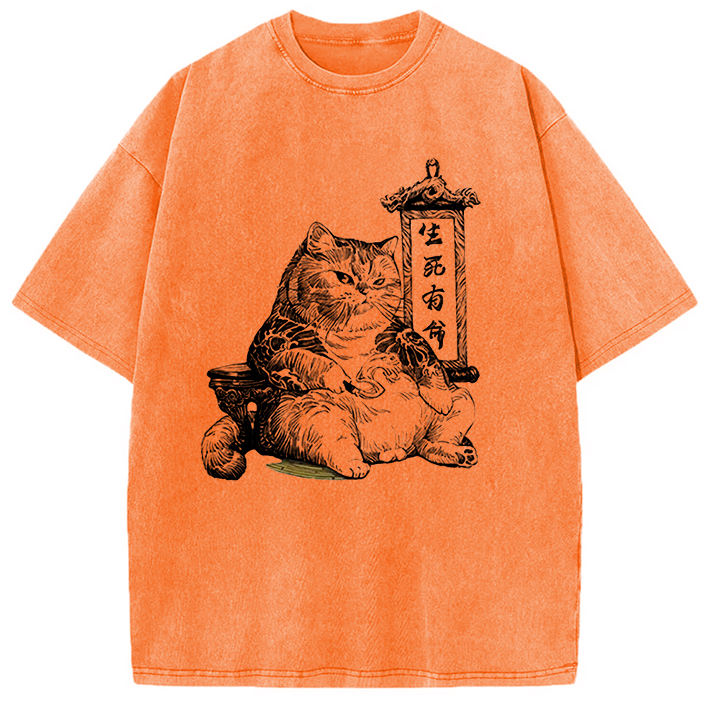 Modecanvas Gangster Cats Creative Washed T-Shirt