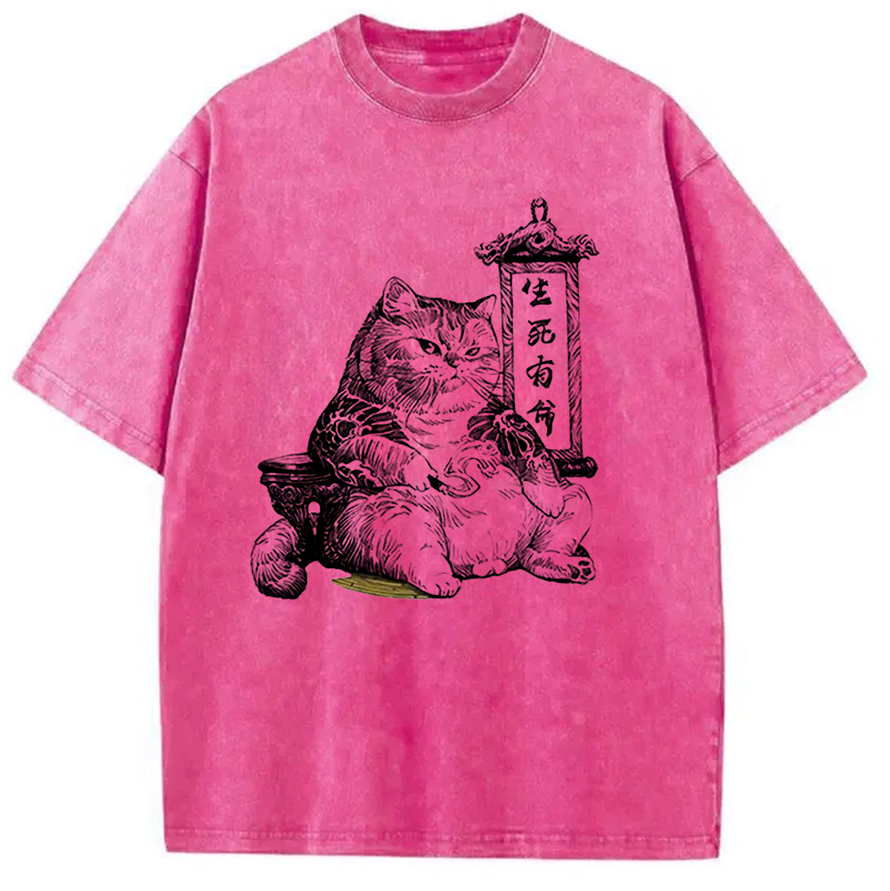 Modecanvas Gangster Cats Creative Washed T-Shirt