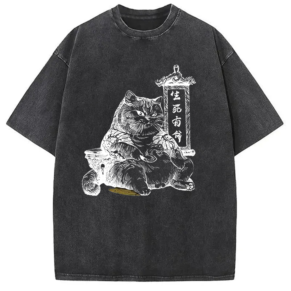 Modecanvas Gangster Cats Creative Washed T-Shirt