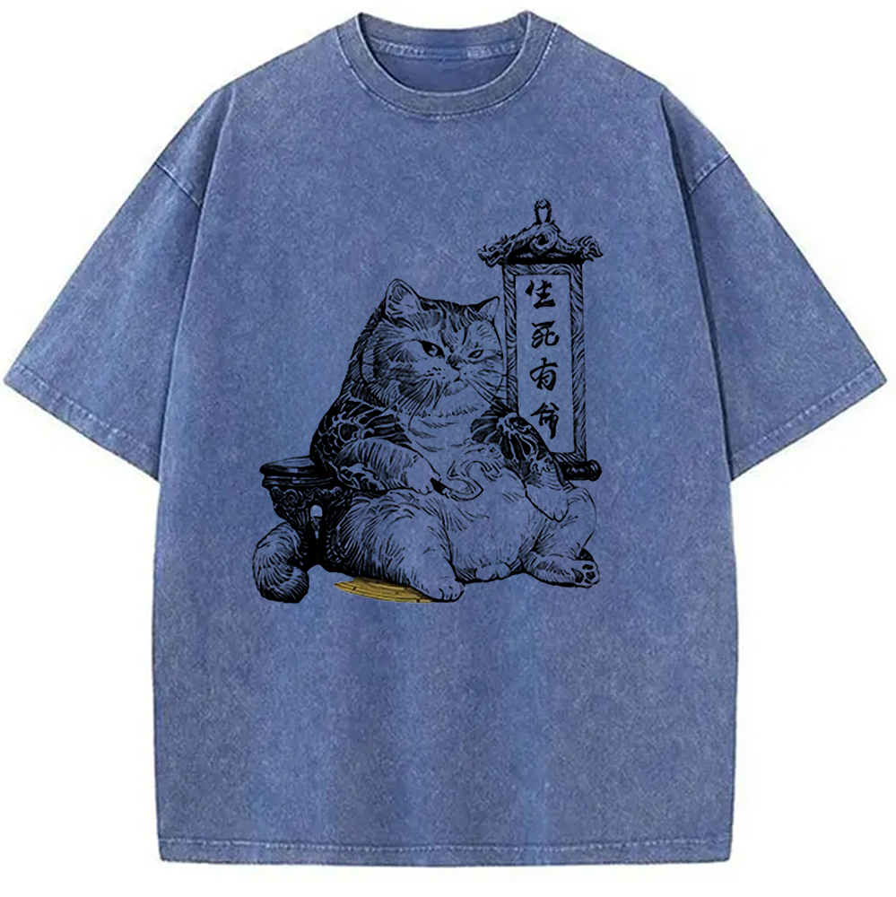 Modecanvas Gangster Cats Creative Washed T-Shirt