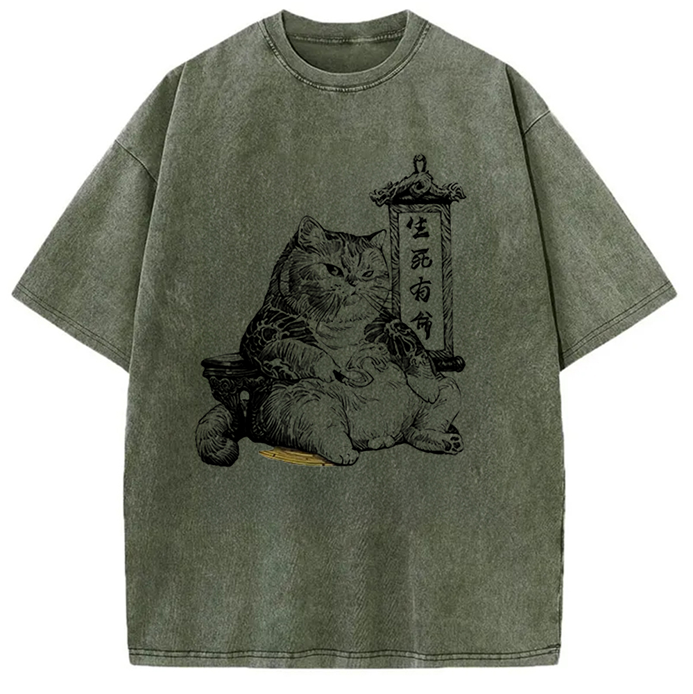 Modecanvas Gangster Cats Creative Washed T-Shirt
