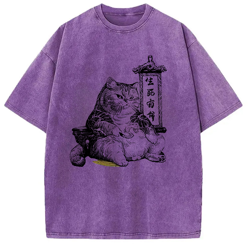 Modecanvas Gangster Cats Creative Washed T-Shirt