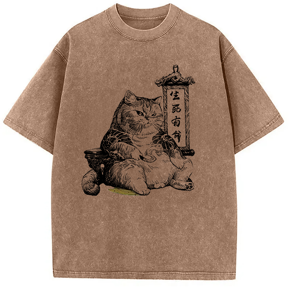 Modecanvas Gangster Cats Creative Washed T-Shirt