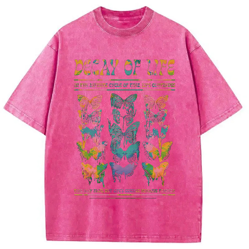 Modecanvas Decay Of Butterfly Life Washed T-Shirt