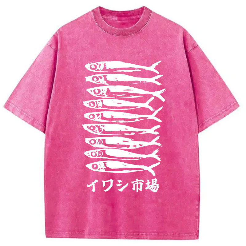 Modecanvas Japanese Sardine Market Washed T-Shirt-modecanvas
