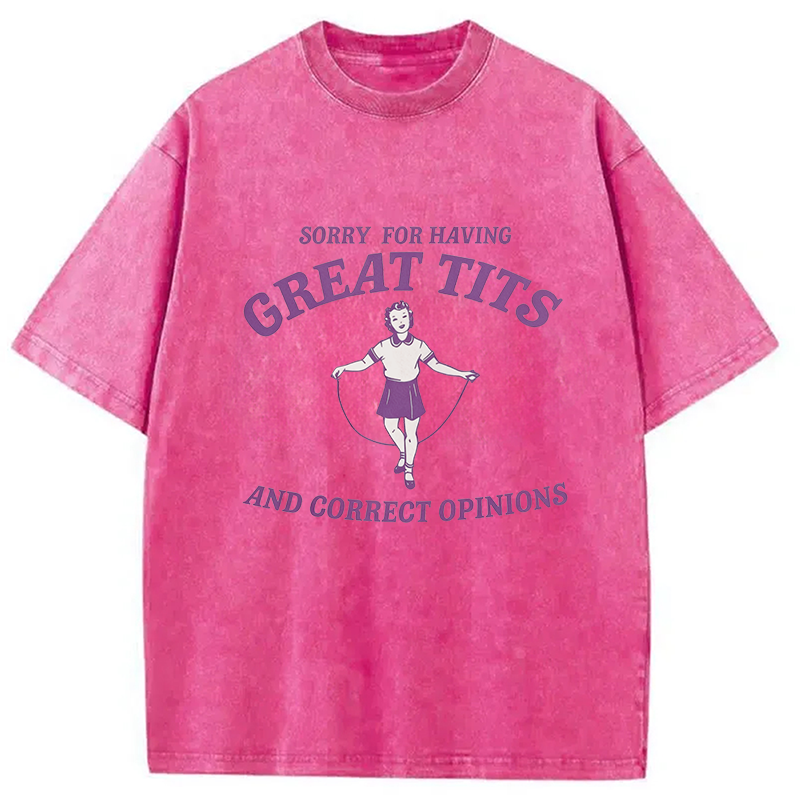 Modecanvas Sorry For Having Great Tits Washed T-Shirt