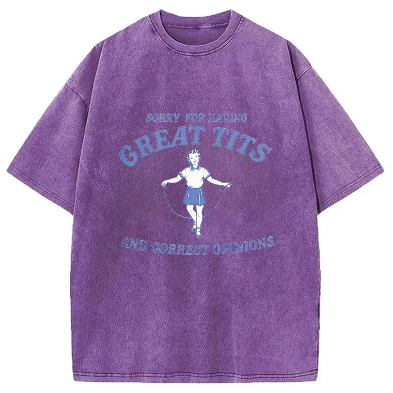 Modecanvas Sorry For Having Great Tits Washed T-Shirt