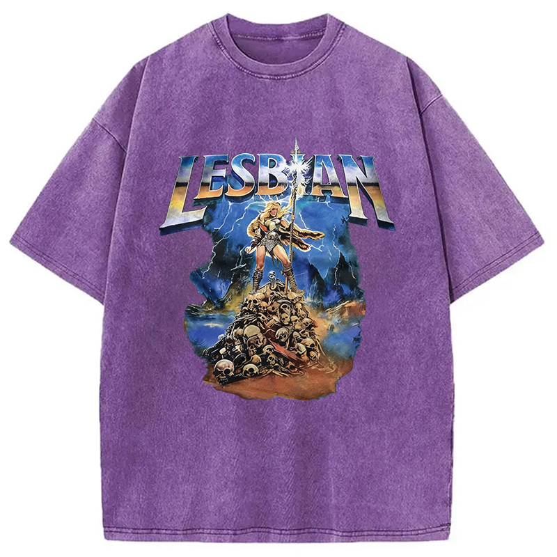 Modecanvas Lesbian Warrior Washed T-Shirt-modecanvas