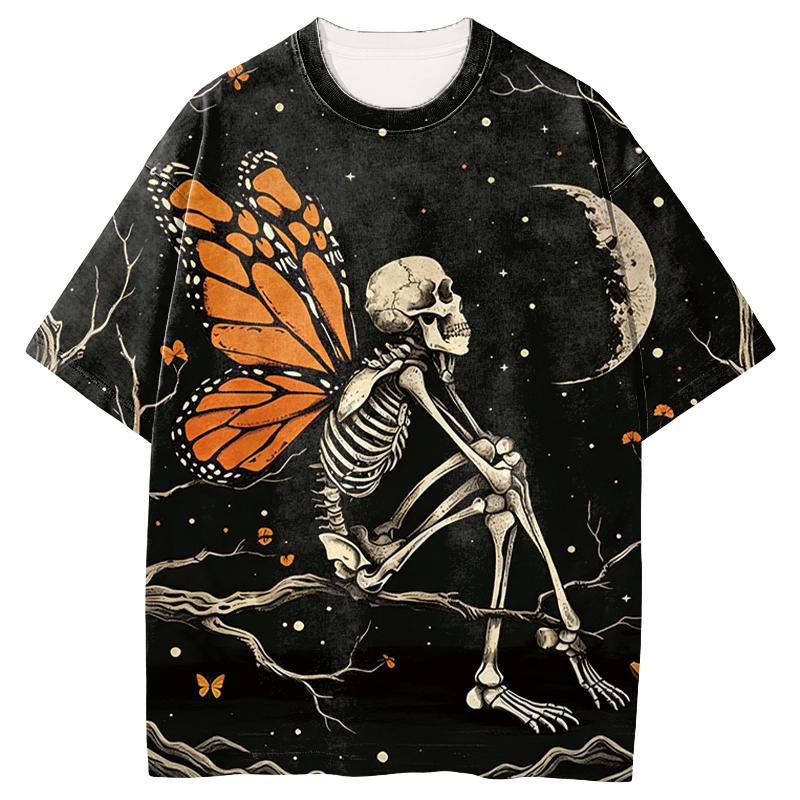 Modeocanvas Butterfly Skull All Over Print T-Shirt-modecanvas