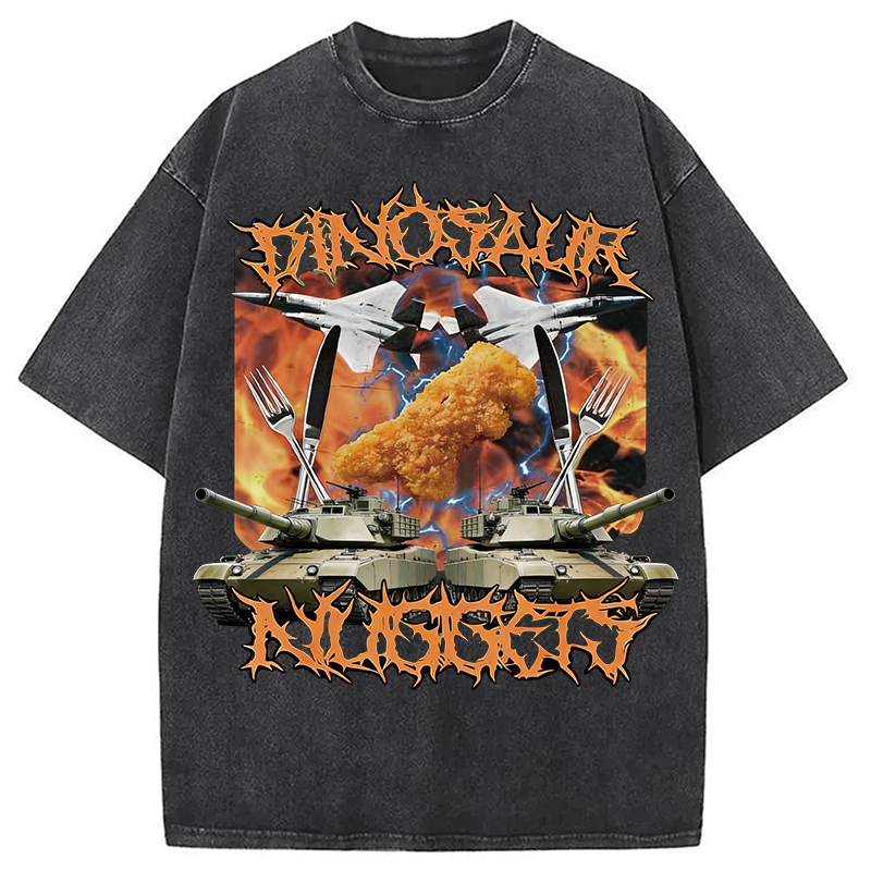 Modecanvas Funny Dinosaur Chicken Washed T-Shirt