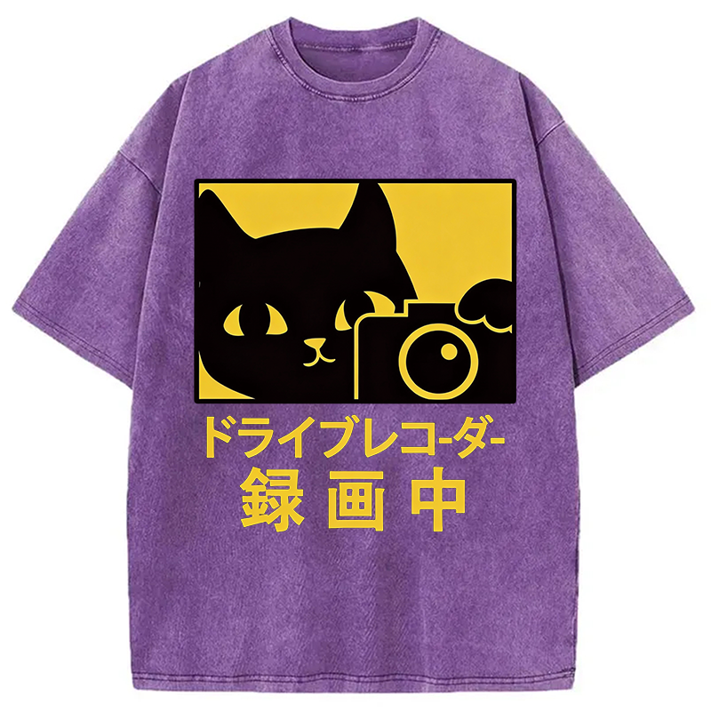 Modecanvas Cat Camera Washed T-Shirt