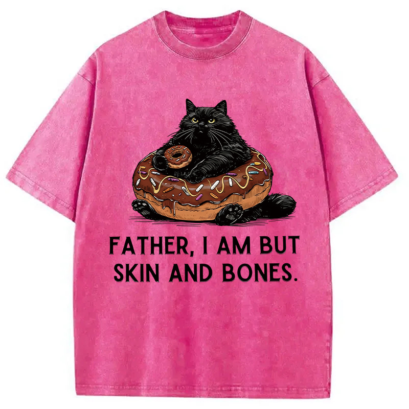 Modecanvas Fat Cat Is Begging Washed T-Shirt