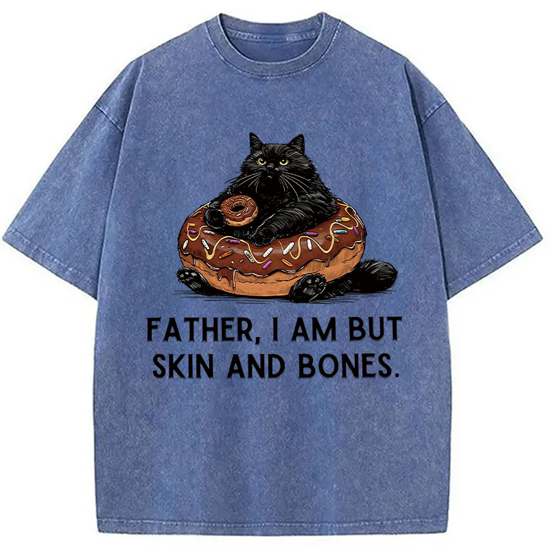 Modecanvas Fat Cat Is Begging Washed T-Shirt