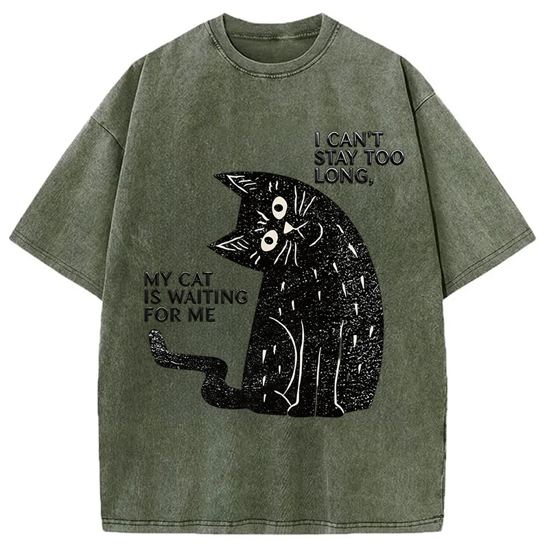 Modecanvas My Cat Is Waiting for Me Washed T-Shirt
