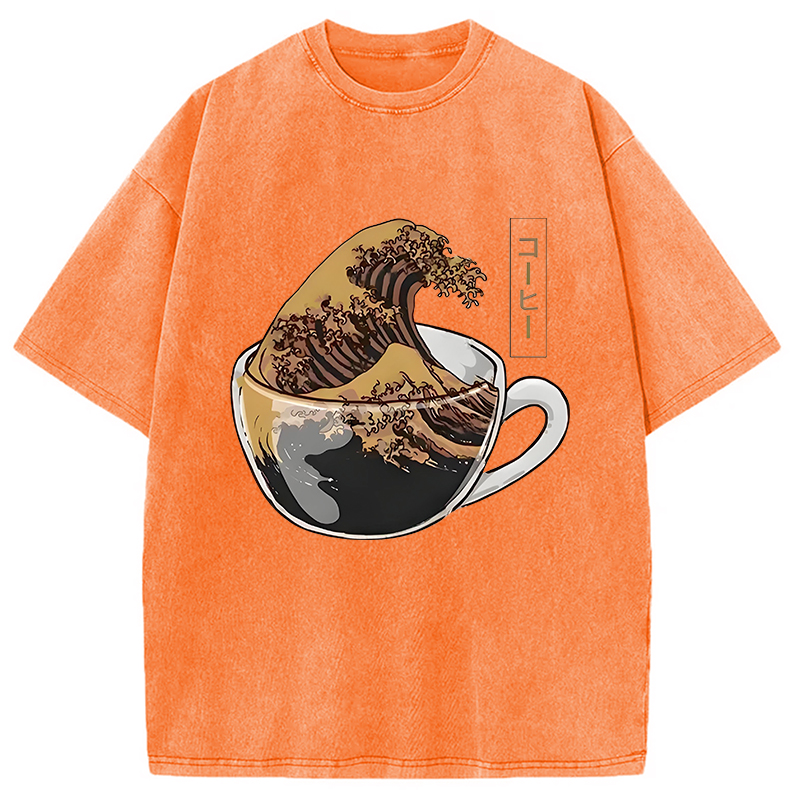Modecanvas Coffee Wave Washed T-Shirt
