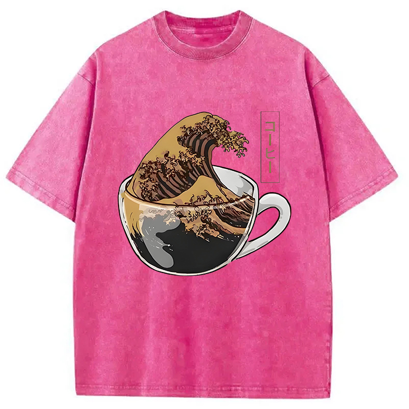 Modecanvas Coffee Wave Washed T-Shirt