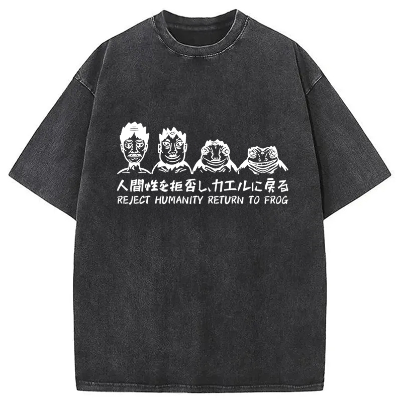 Modecanvas Reject Humanity Return To Frog Washed T-Shirt