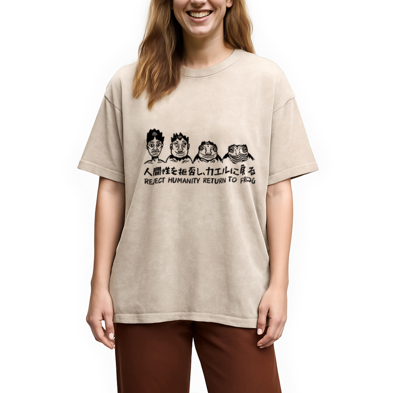 Modecanvas Reject Humanity Return To Frog Washed T-Shirt
