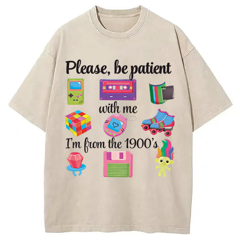 Modecanvas Please Be Patient Washed T-Shirt-modecanvas
