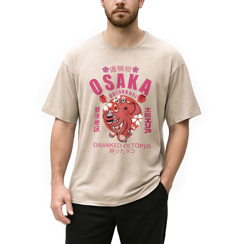 Modecanvas Sakura And Octopus Washed T-Shirt