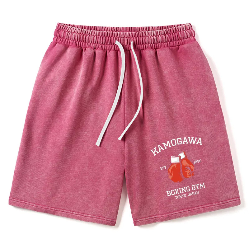 Modecanvas Retro Boxing Gloves Manga Anime Washed Shorts