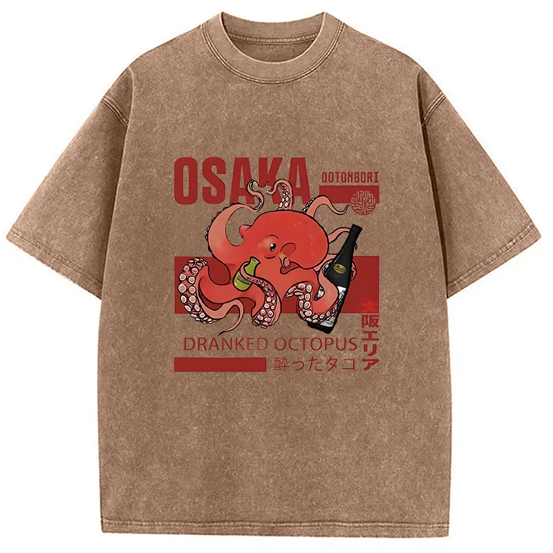 Modecanvas Osaka Cute Octopus Washed T-Shirt