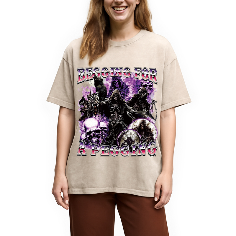 Modecanvas Begging for a Pegging Meme Washed T-Shirt