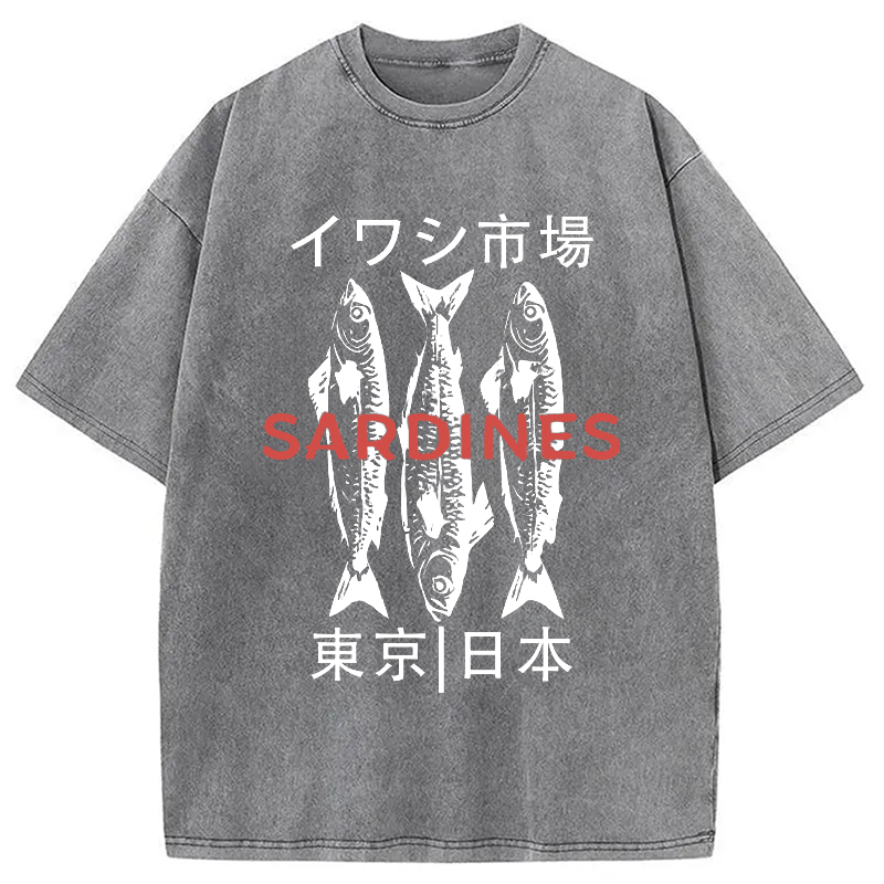 Modecanvas Japan Sardines Market Washed T-Shirt
